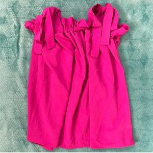 Entro boutique pink bow tie shoulder ruched top